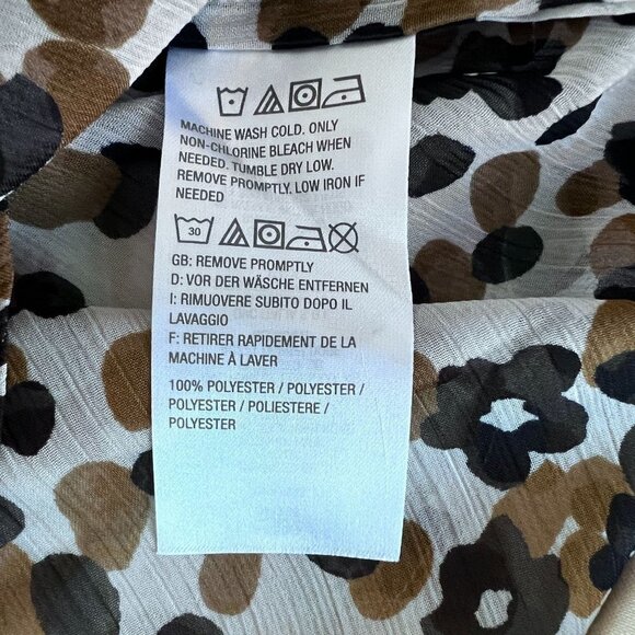 LOGO Womens Animal Print Top Size XL Sheer Floral Chiffon Button Front - Picture 8 of 8